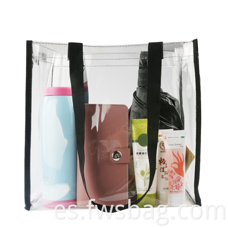 Custom High Quality Ecommerce Store 12x6x12 Inches Pvc Transparent Women Handbag Shoulder Style Beach Clear Tote Bag3